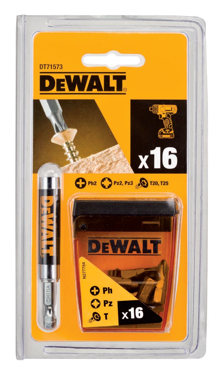DEWALT DT71573 Bits 16 stk inkl. magnetisk skruguide