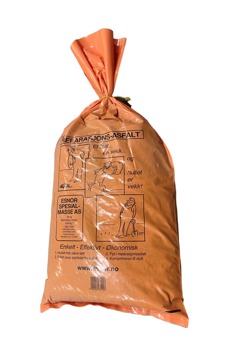 Reparasjonsasfalt i 25 kg. sekk