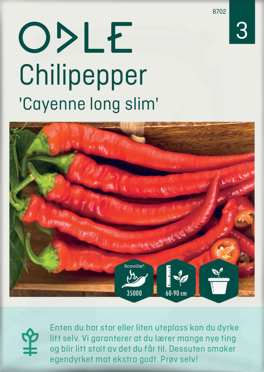 Odle 'Cayenne long slim' chilipepper frø