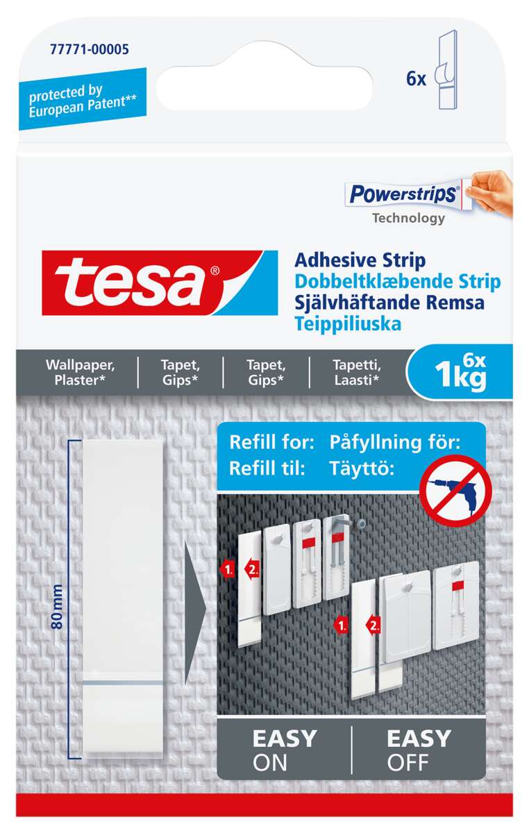 Tesa selvklebende strimler 6 stk.
