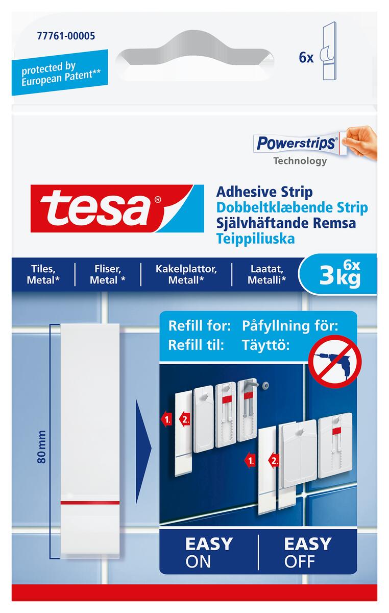Tesa limstrimler for fliser og metall 6 stk.