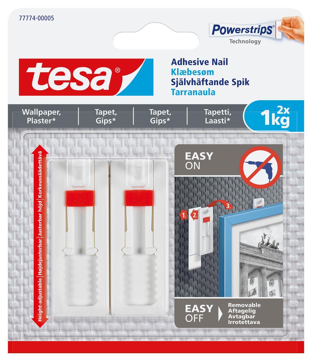 Tesa justerbar limspiker tapet og gips 2 stk.
