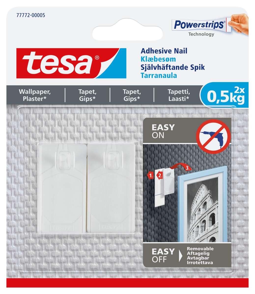 tesa® Powerstrips tapet og gips 0,5 kg limspiker 2-pk