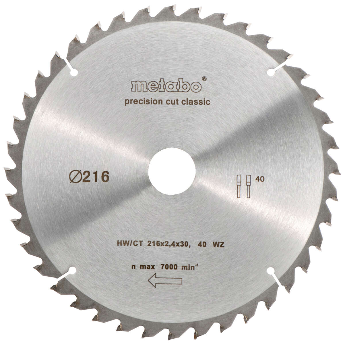 Metabo 216x30 Z40 WZ 5° sagblad