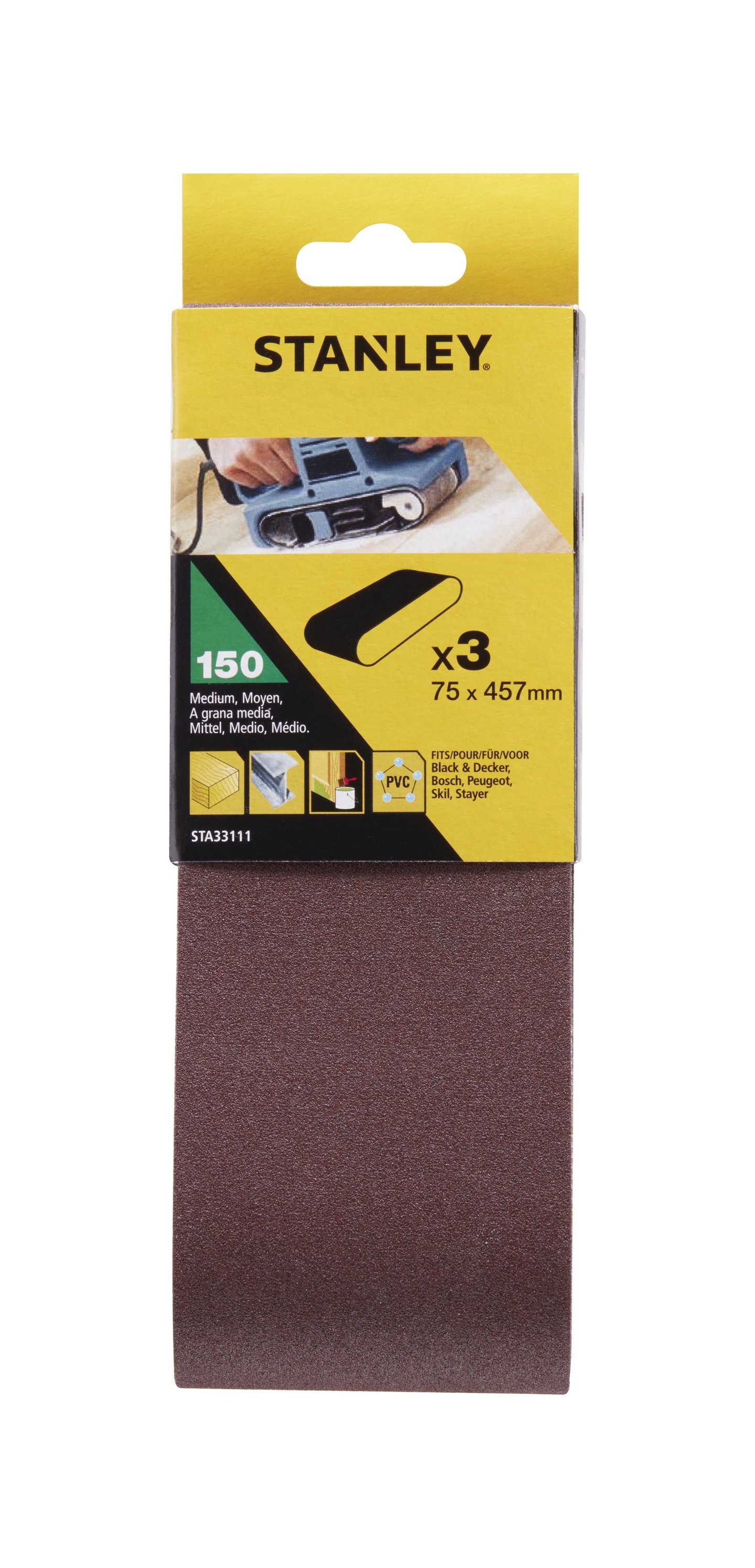 Stanley slipebånd 75x457 150K STA33111
