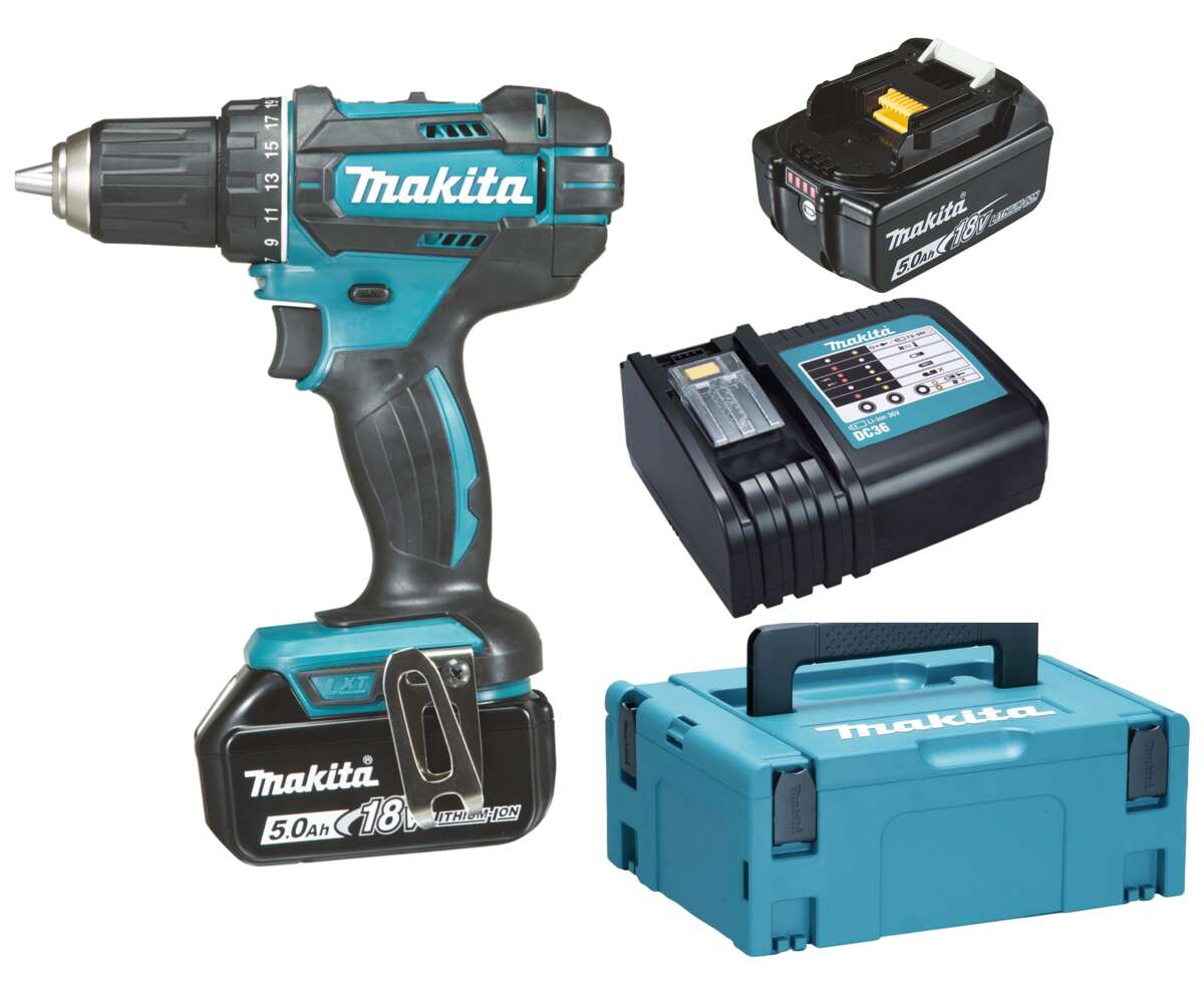 Makita DDF482RTJ drill m/2 batterier