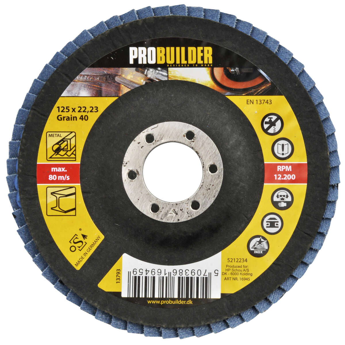 Slipeskive 125MM K40 Probuilder