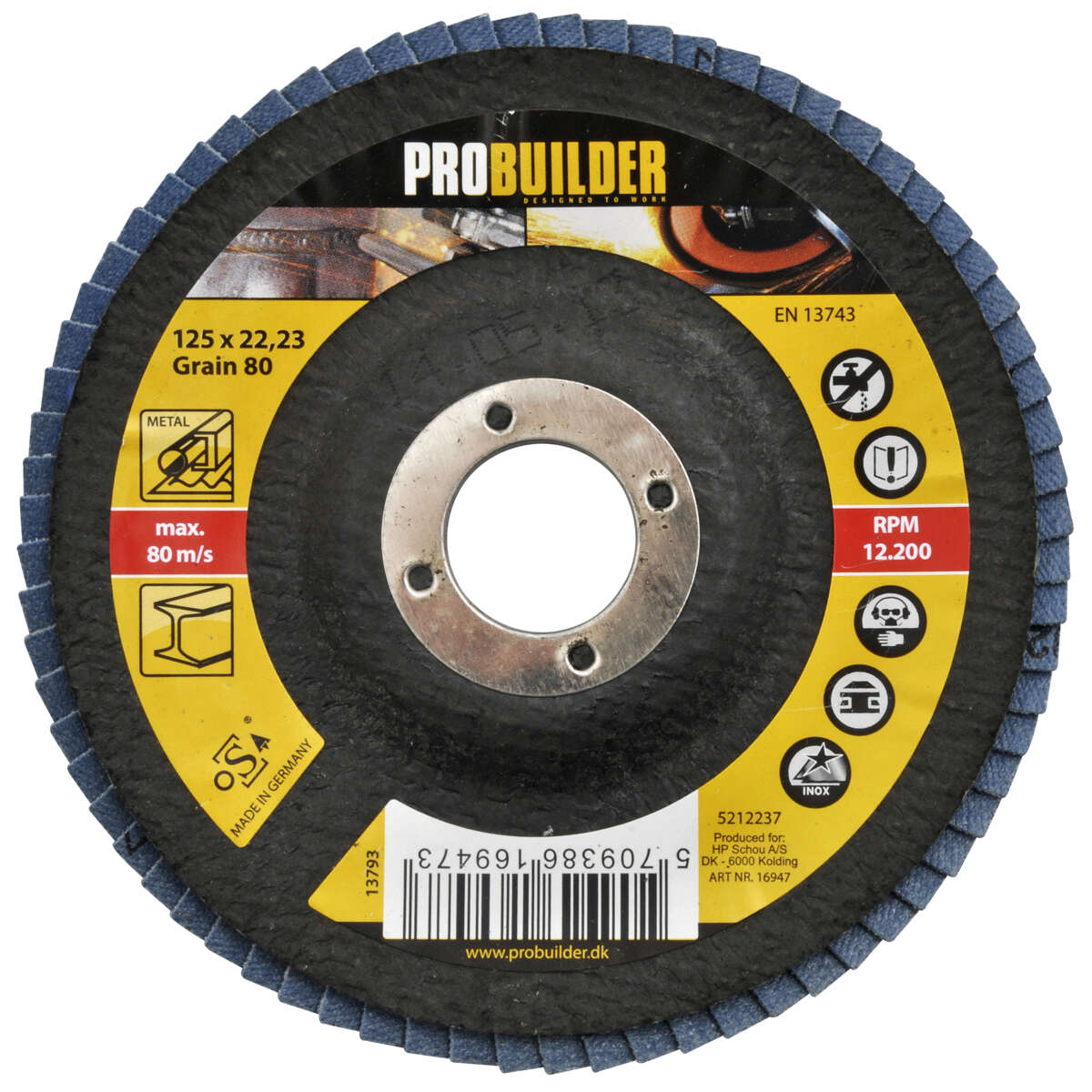 Slipeskive 125MM K80 Probuilder