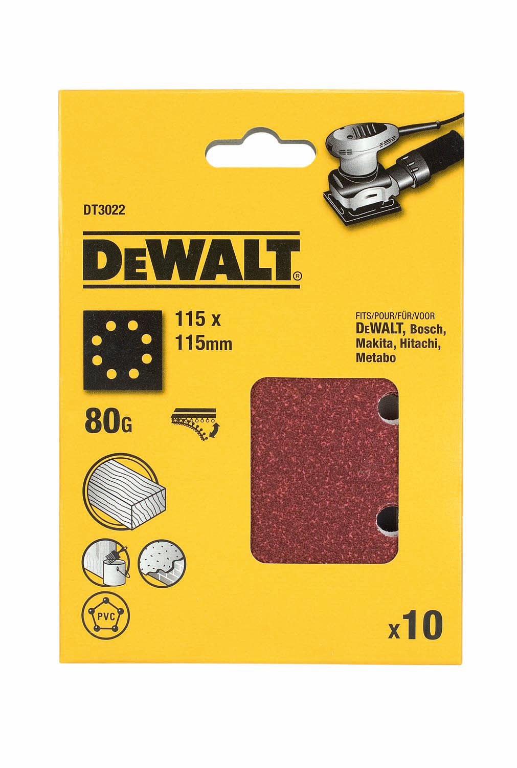 DeWalt slipepapir 1/4ark 80K 8H A10 DT3022