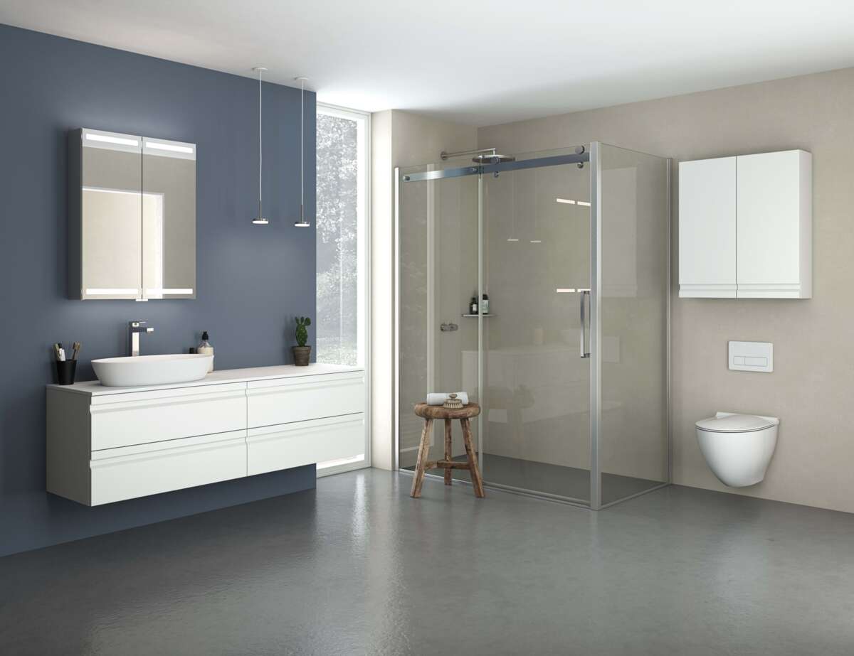 Scanbad Maxi Deluxe skyvedør m/1 sidepanel