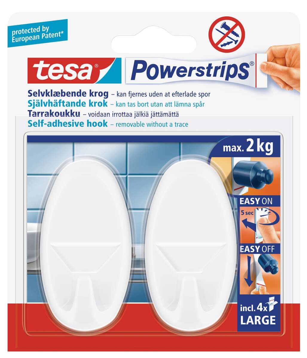 Tesa Powerstrips limkroker selvklebende