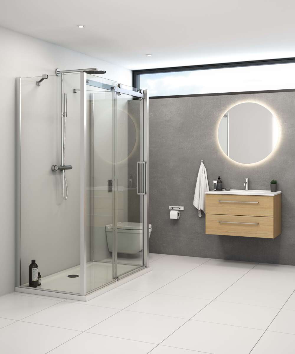 Scanbad Maxi Deluxe skyvedør m/2 sidepanel