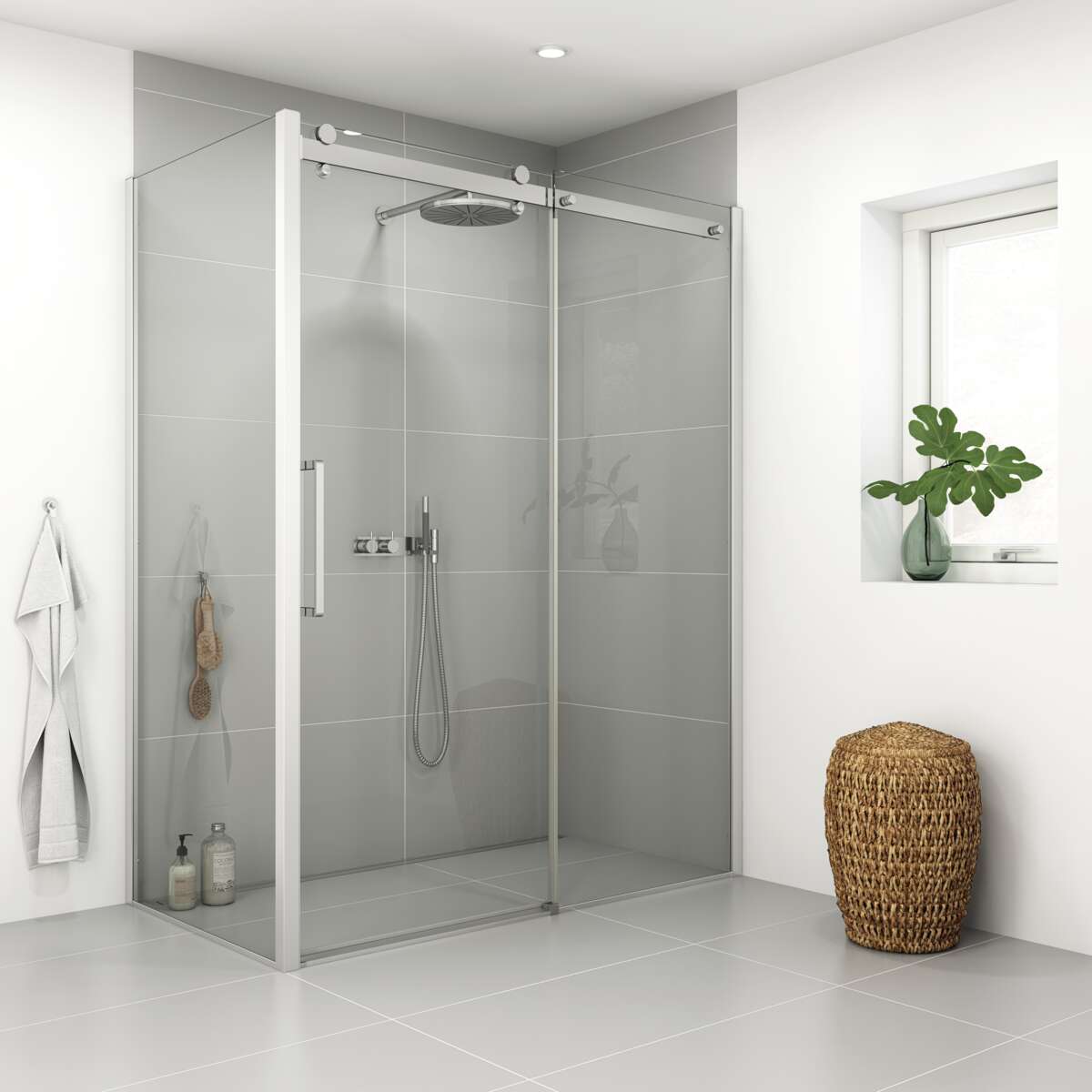 Scanbad Maxi Deluxe skyvedør m/1 sidepanel