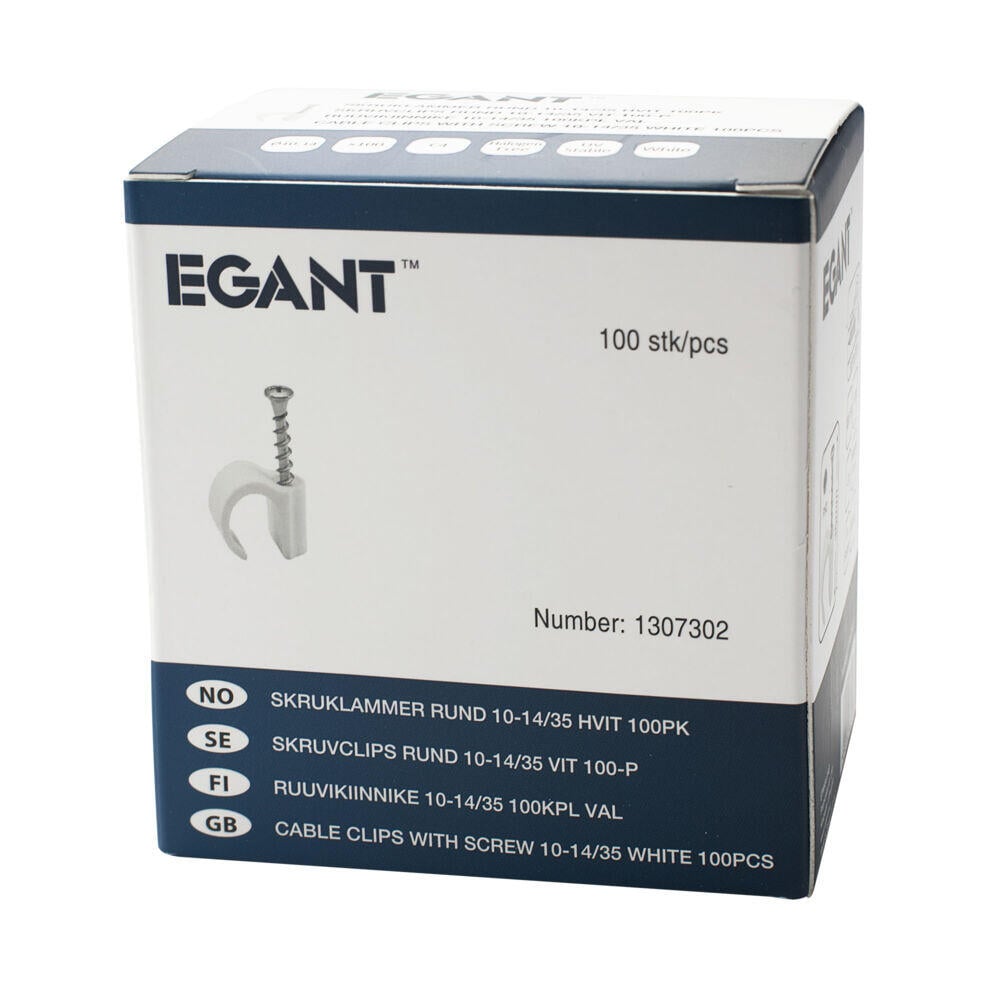 Egant Kabelklips 10-14 hvit