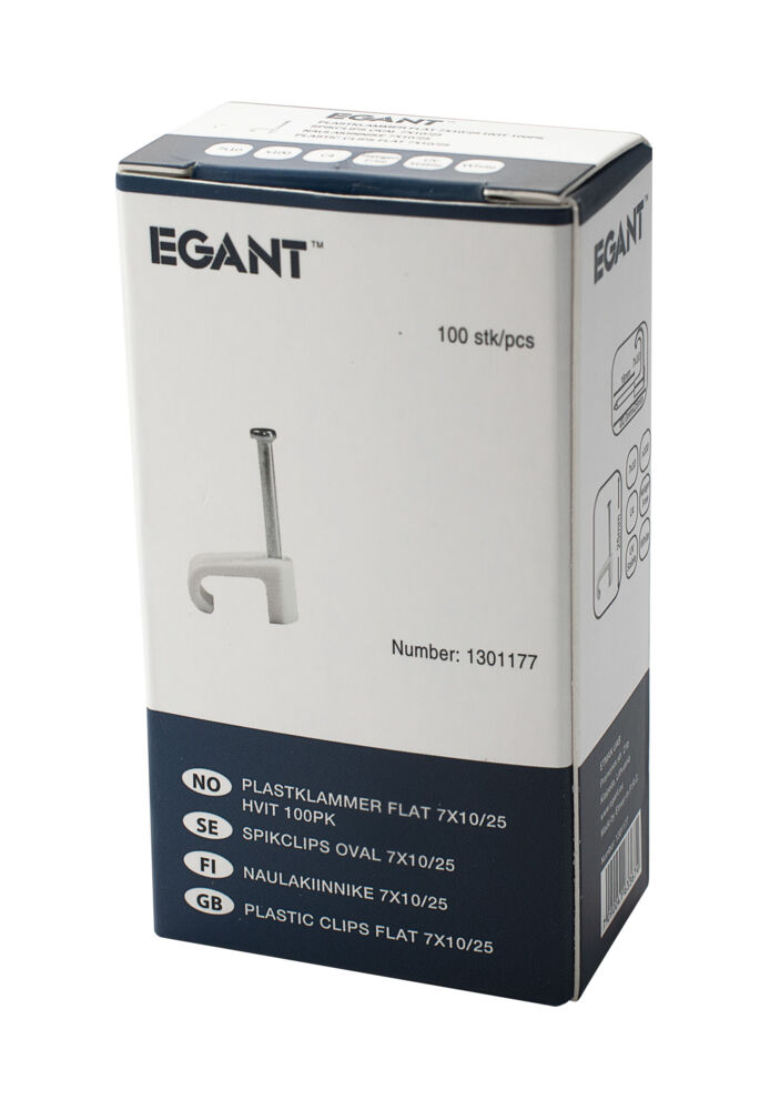 Egant Kabelklips 7x10 hvit