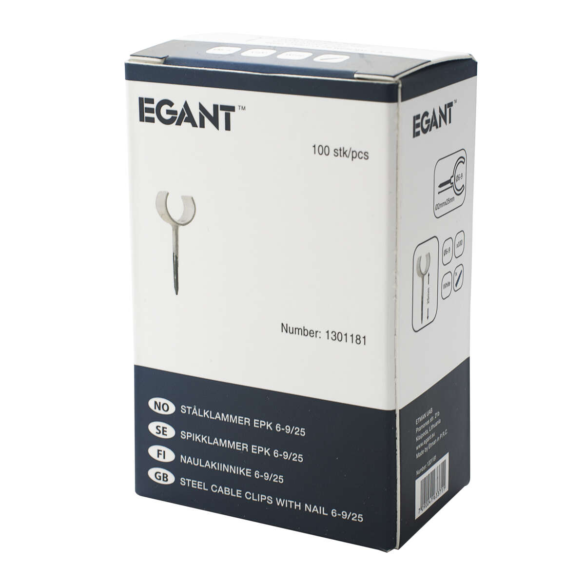 Egant 6-9 mm stålklammer 100-pk