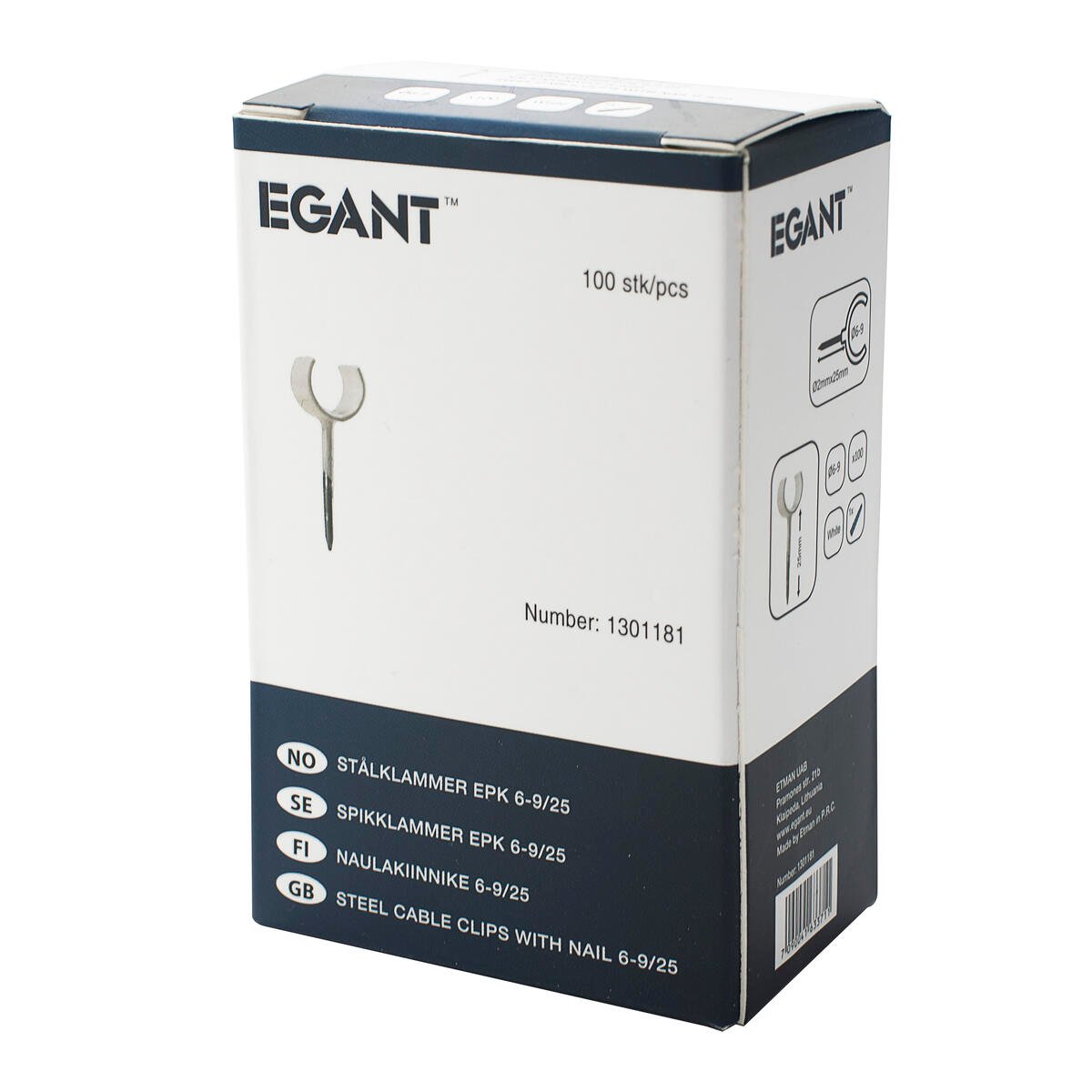 Egant 6-9 mm stålklammer 100-pk