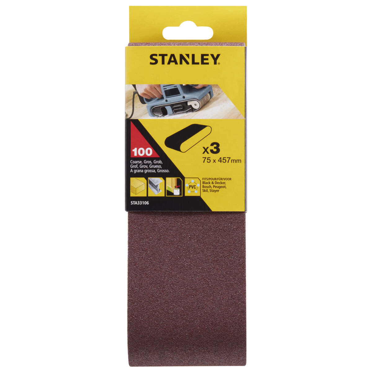 Stanley STA33106 slipebånd 3-pk