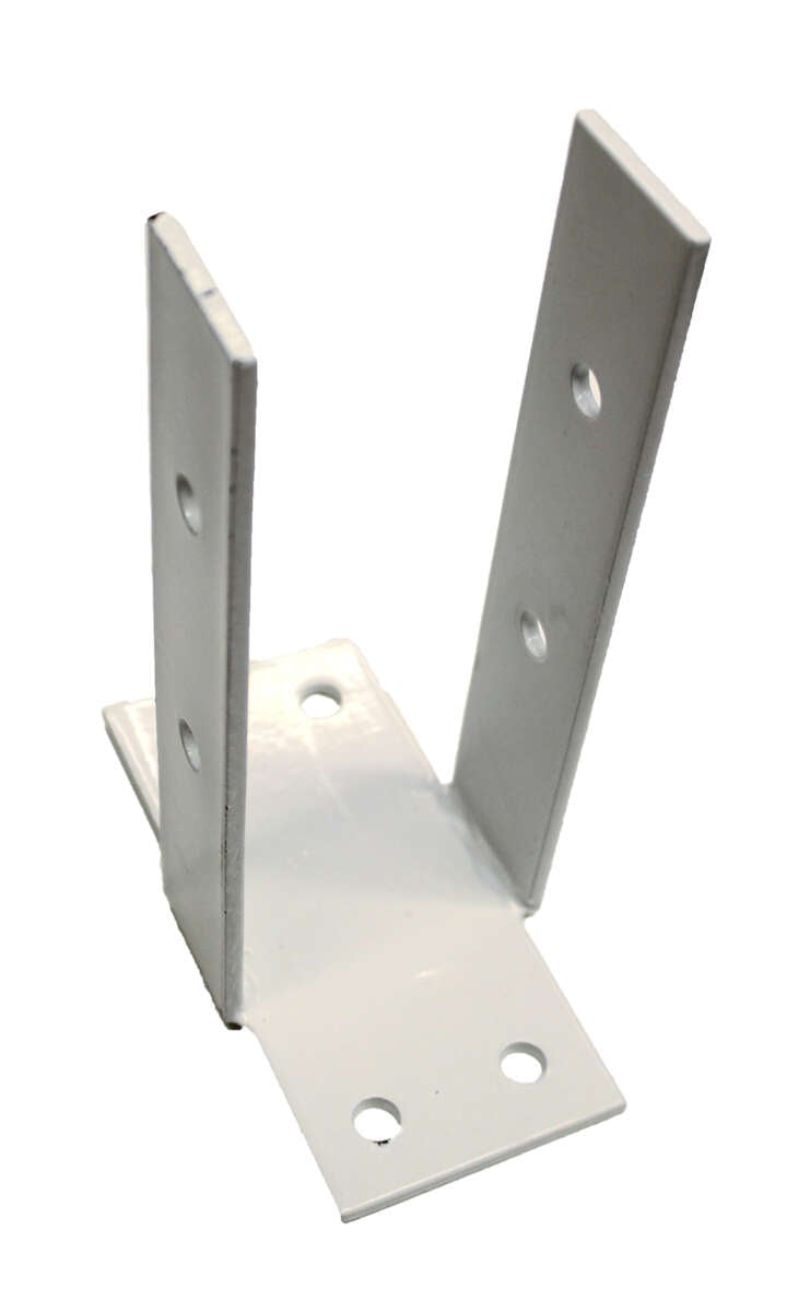 Stolpefot med plate 90x90 mm hvit