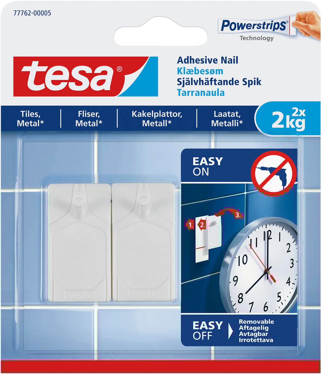 Tesa limspiker for fliser og metall 2 stk.