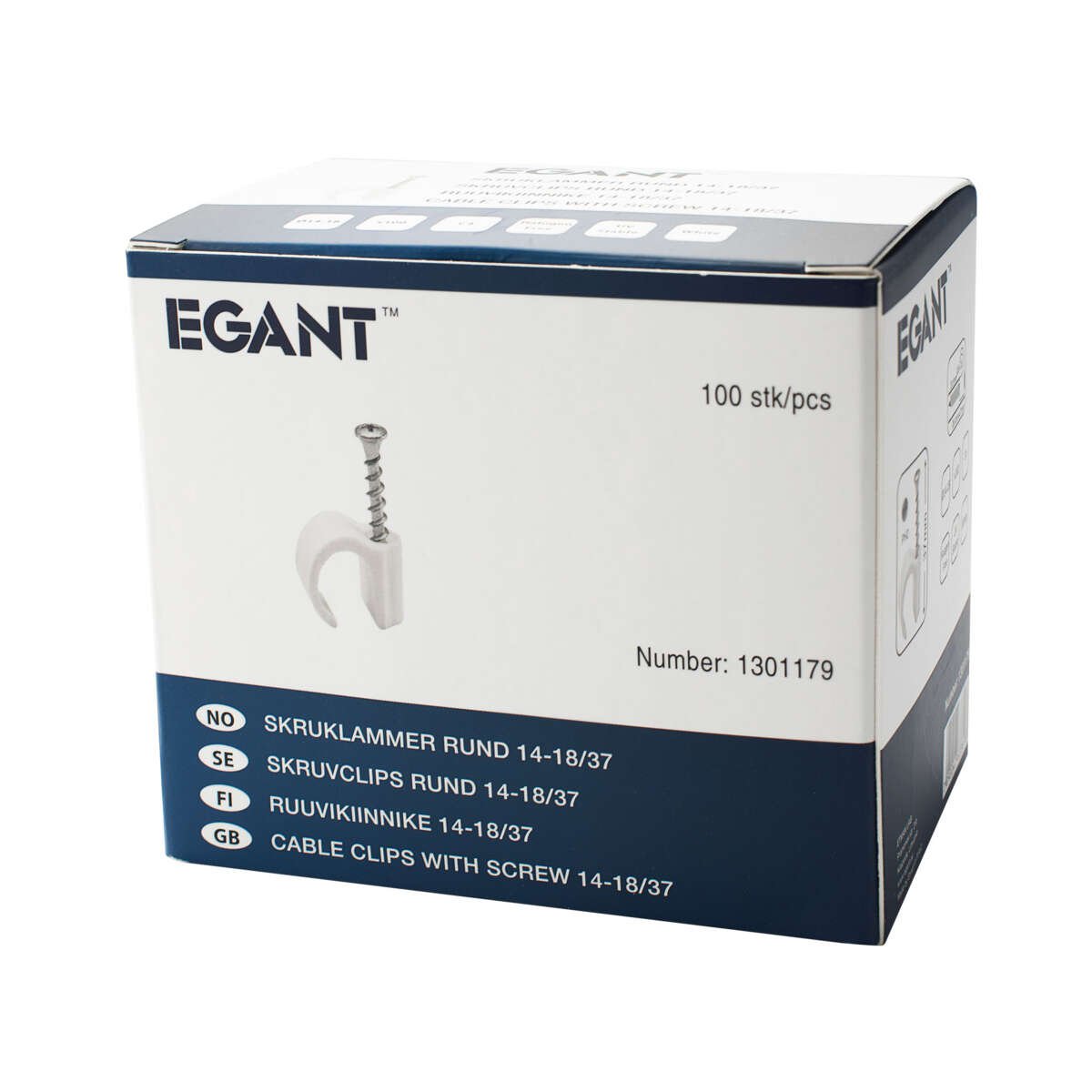 Egant Kabelklips 14-18 hvit