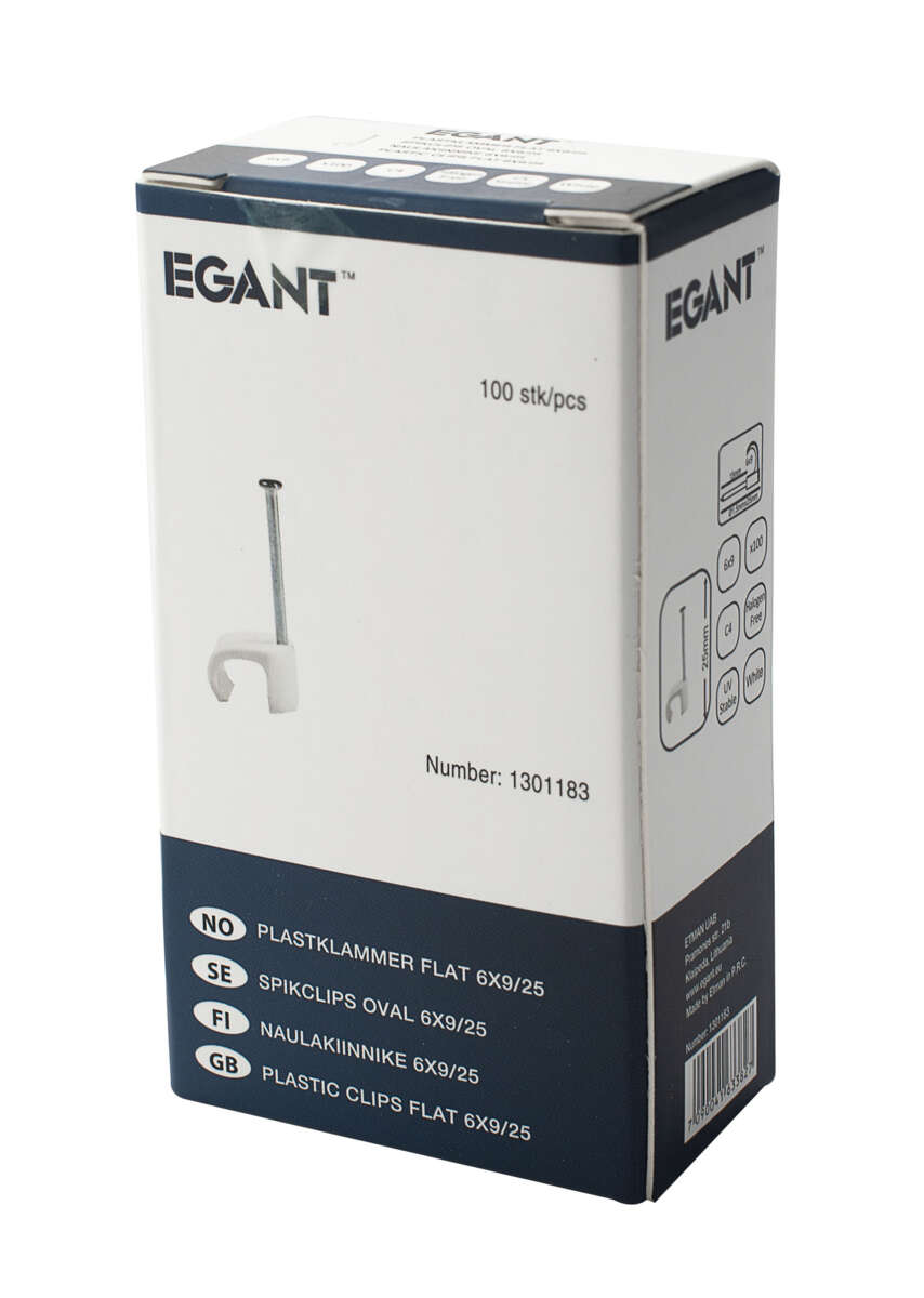 Egant Kabelklips 6x9 hvit