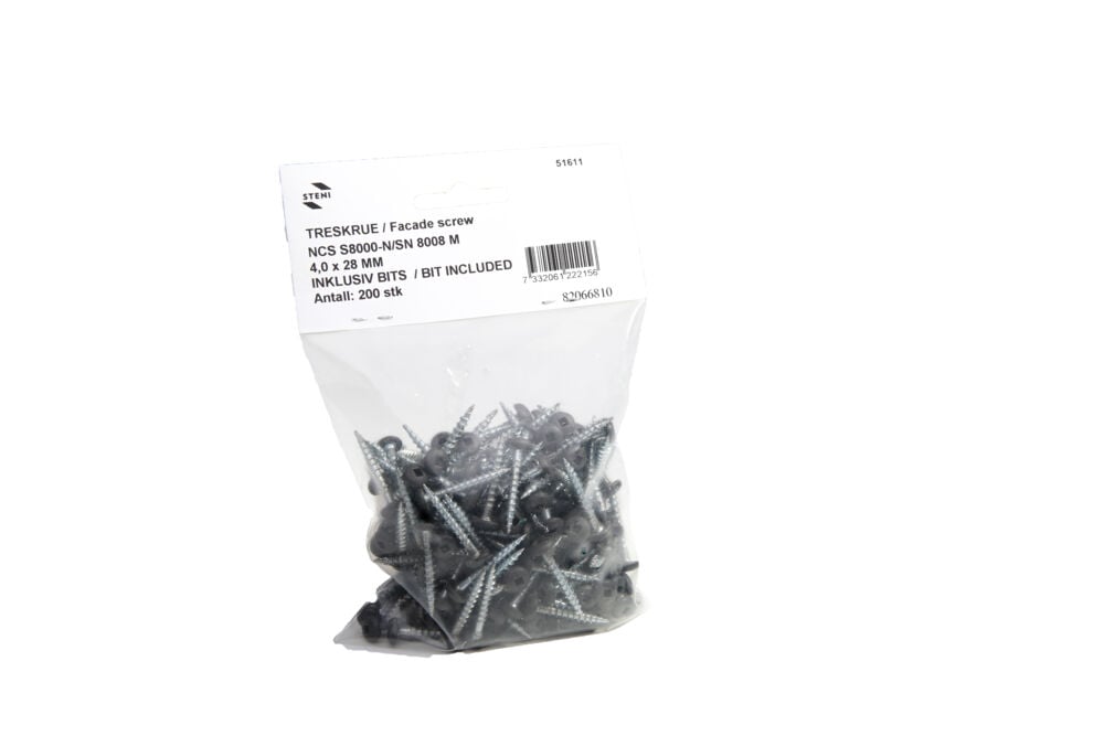 Terra skrue T20 sort 200 stk