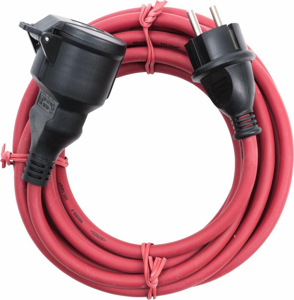 Skjøteledning gummi IP44 rød 3G1.5 H05RR-F