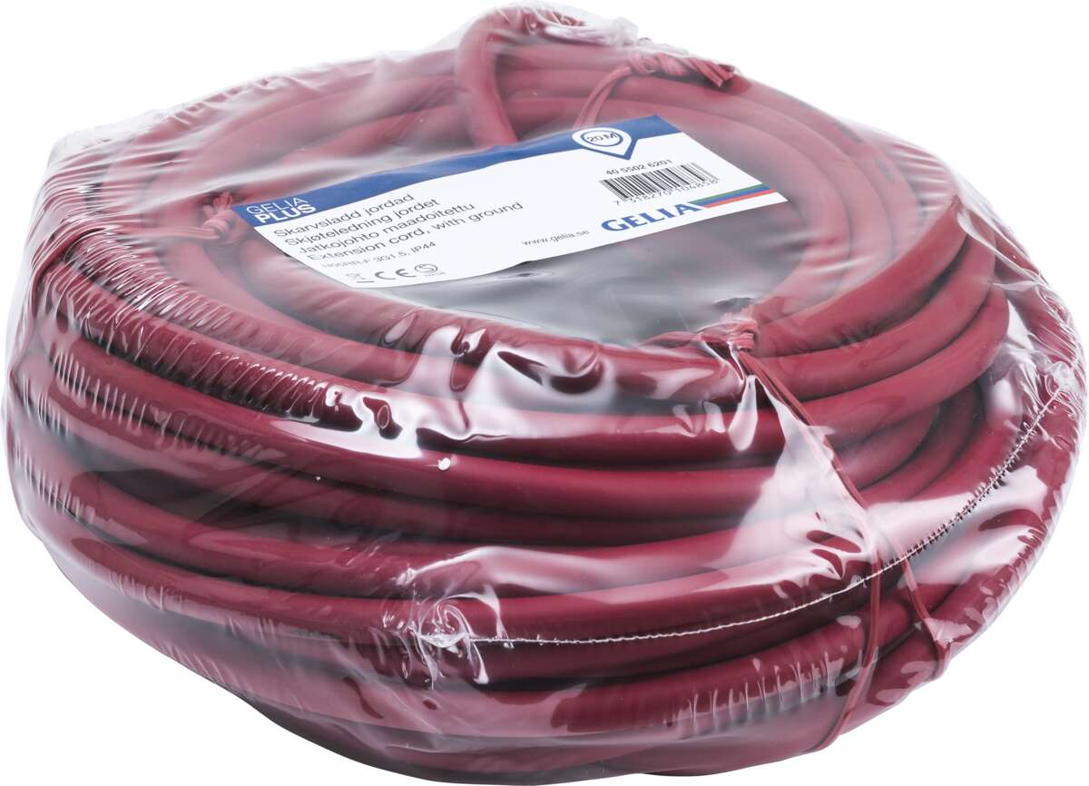 Skjøteledning gummi IP44 rød 3G1.5 H05RR-F