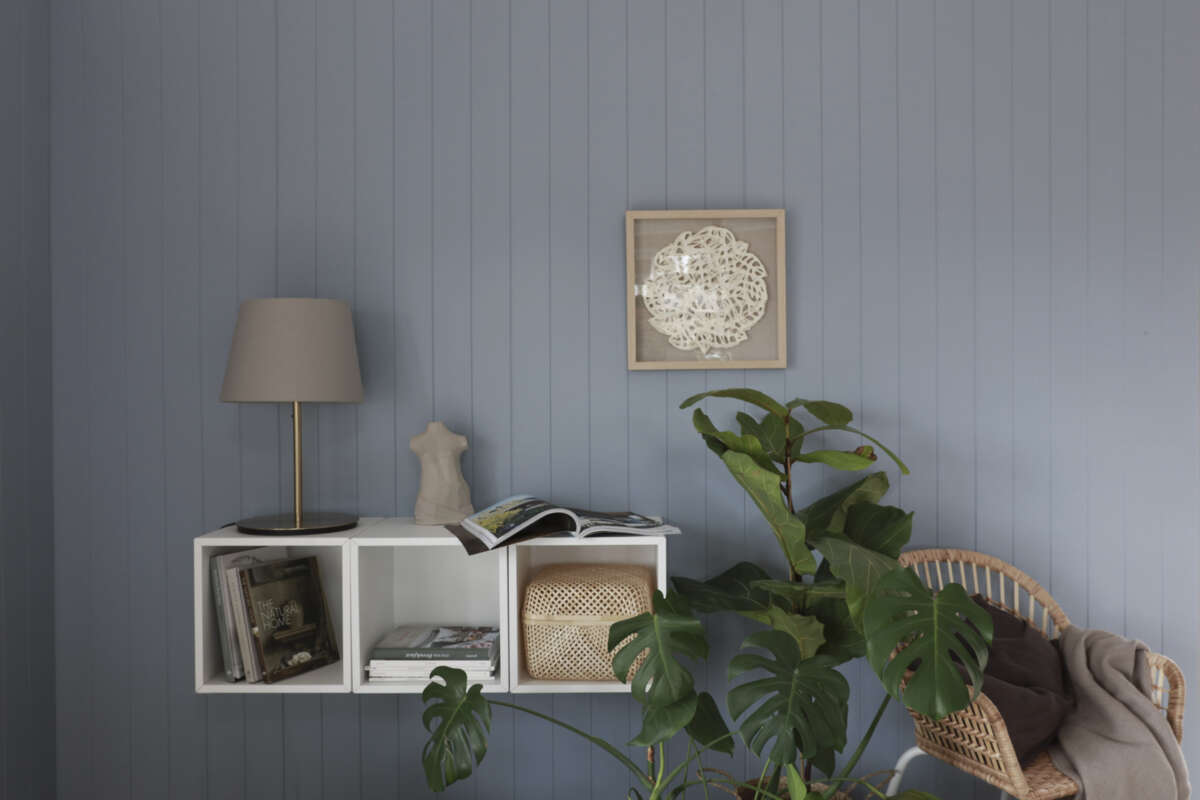 Huntonit Fas 6 bord vegg, Pilasterblå