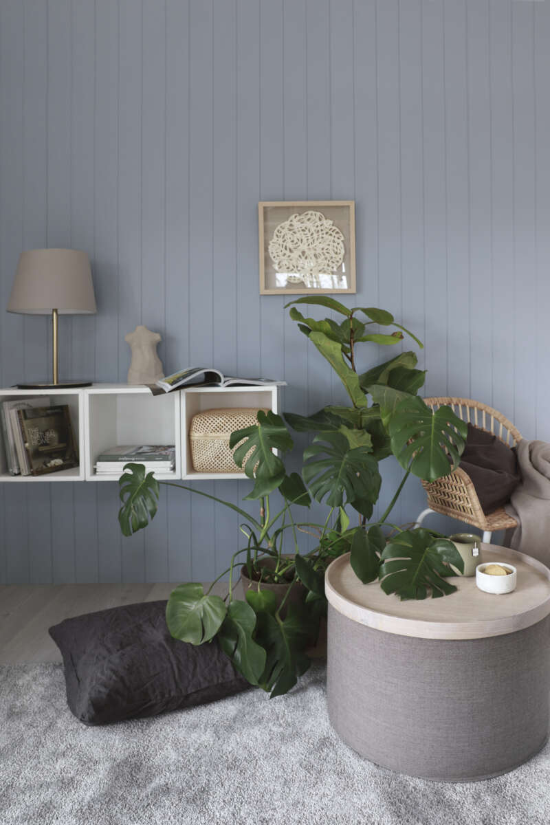 Huntonit Fas 6 bord vegg, Pilasterblå