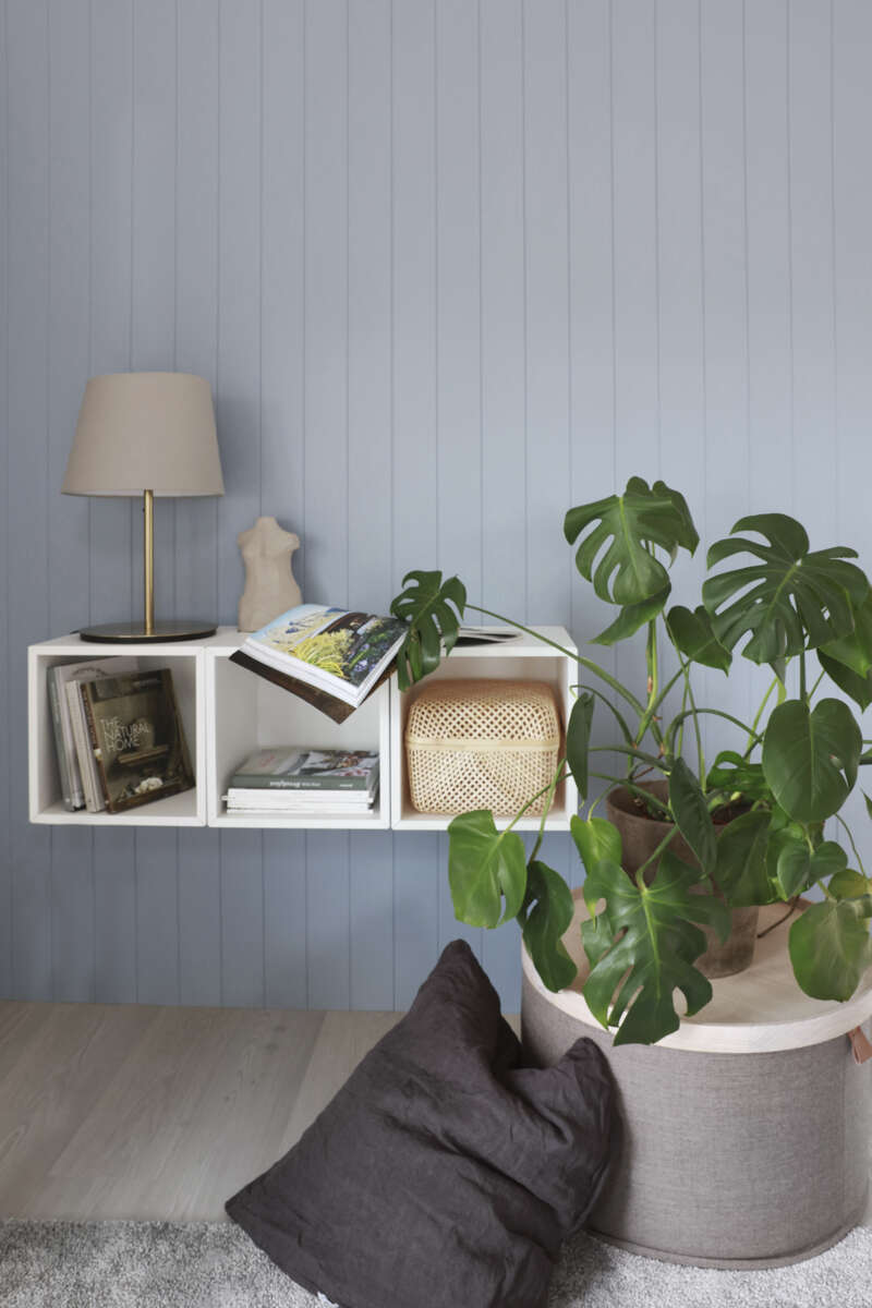 Huntonit Fas 6 bord vegg, Pilasterblå