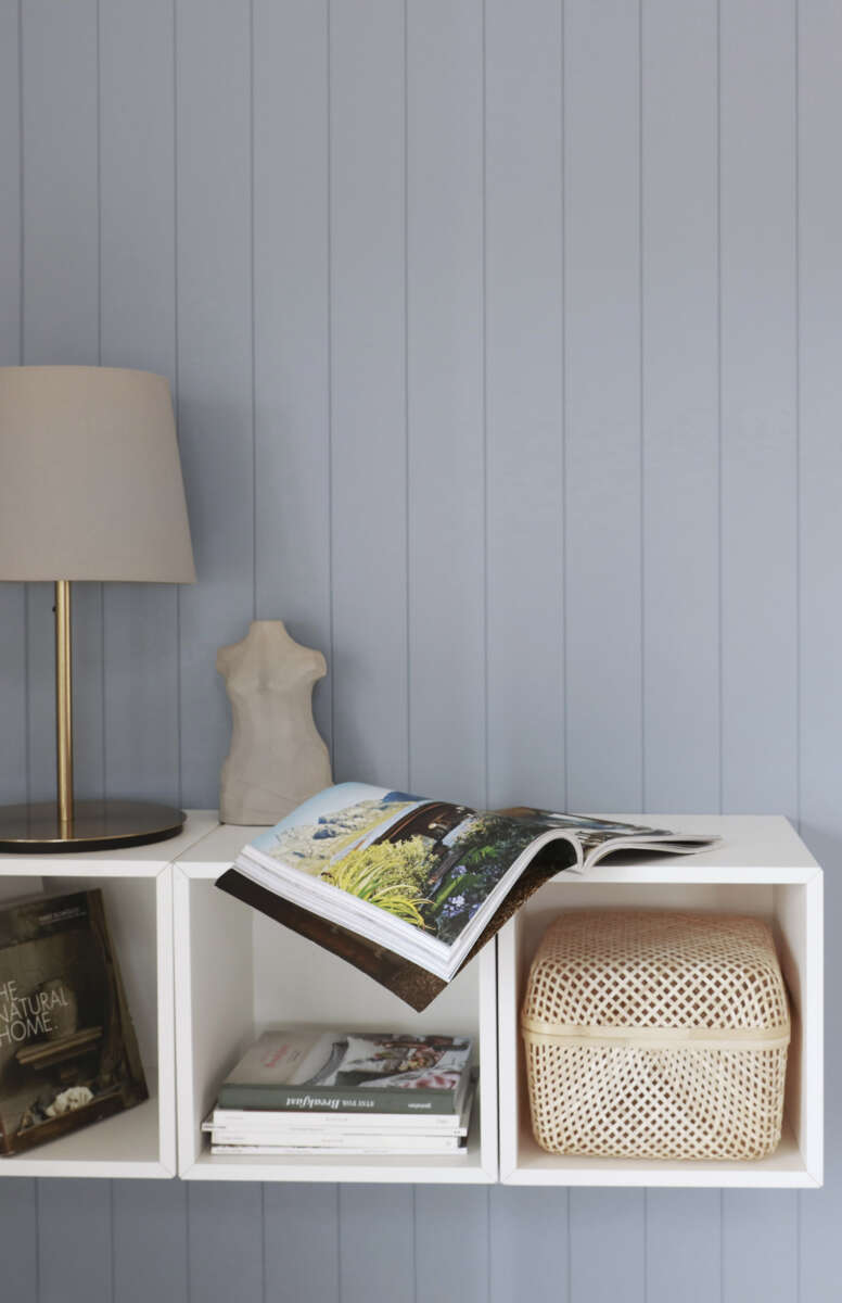 Huntonit Fas 6 bord vegg, Pilasterblå