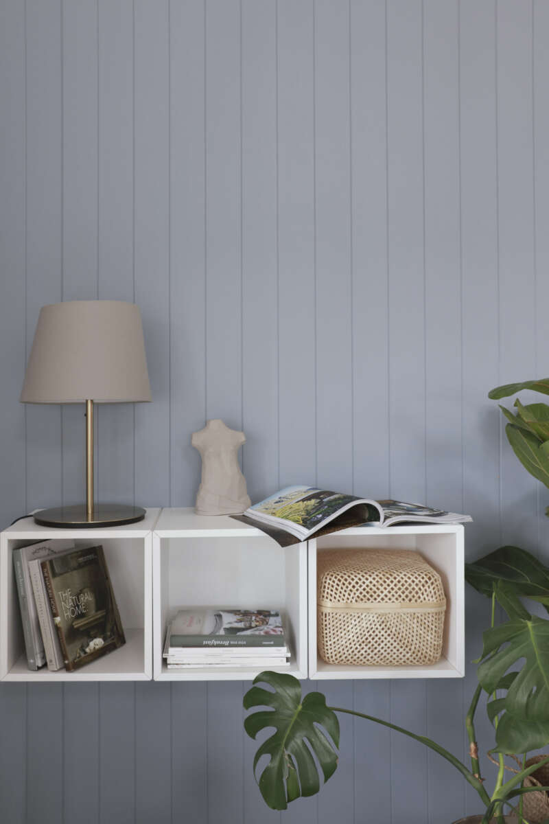 Huntonit Fas 6 bord vegg, Pilasterblå