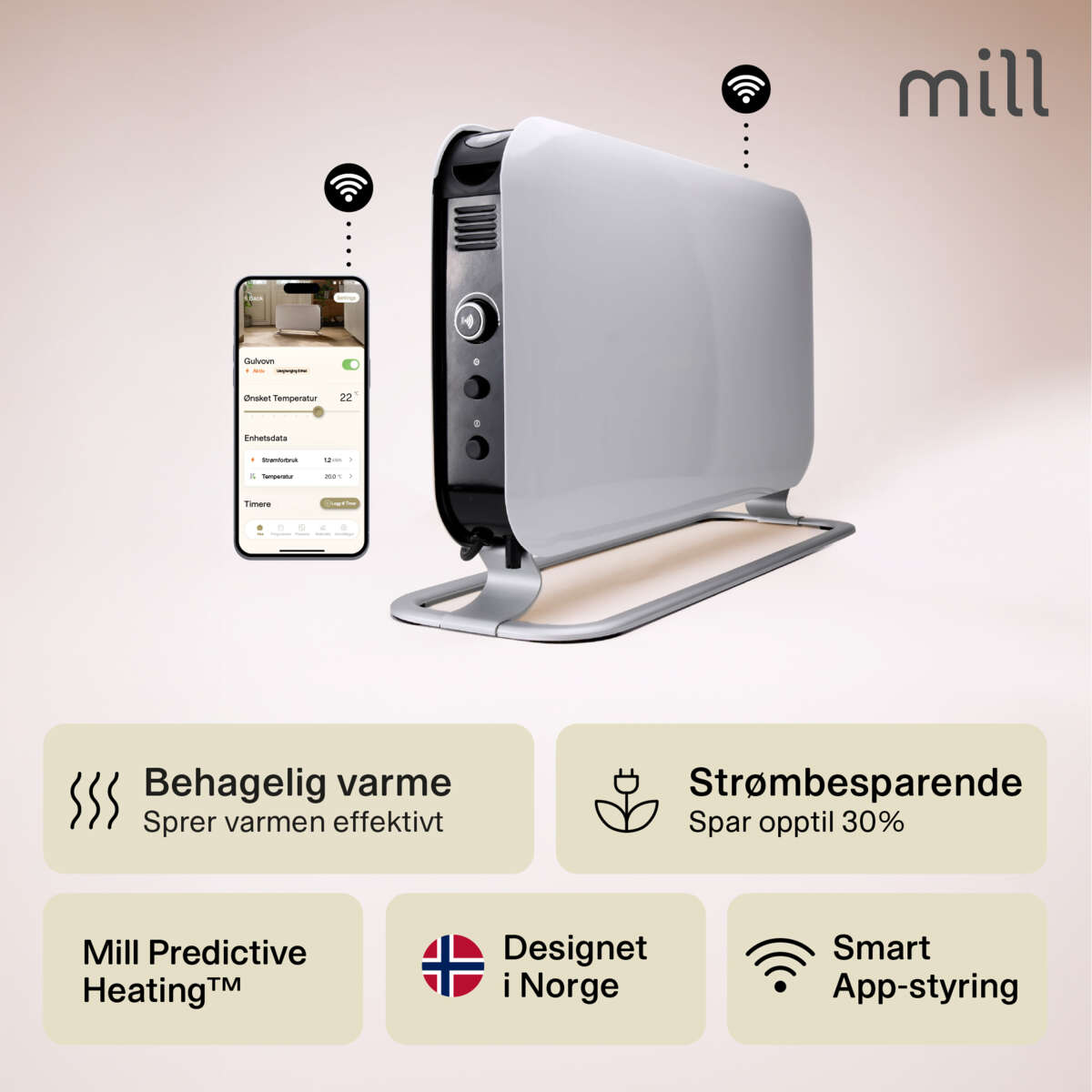 Mill WiFi 1200W gulvovn