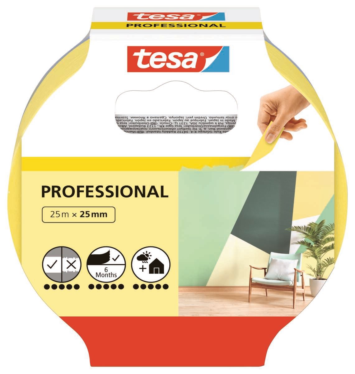Tesa Malertape Professional Indoor Gul