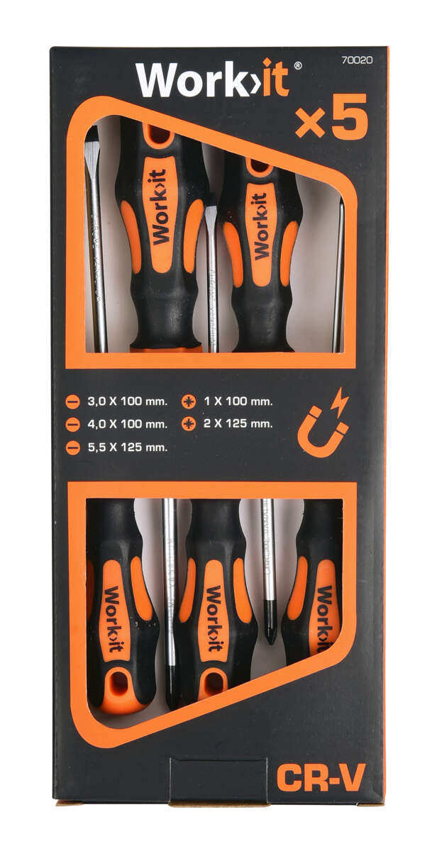 Work>it Skrutrekkersett kombi 5 deler
