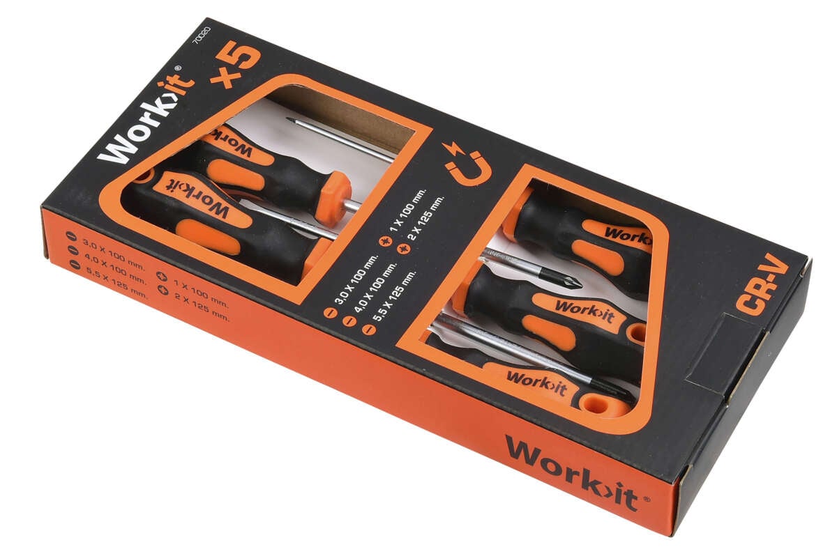 Work>it Skrutrekkersett kombi 5 deler