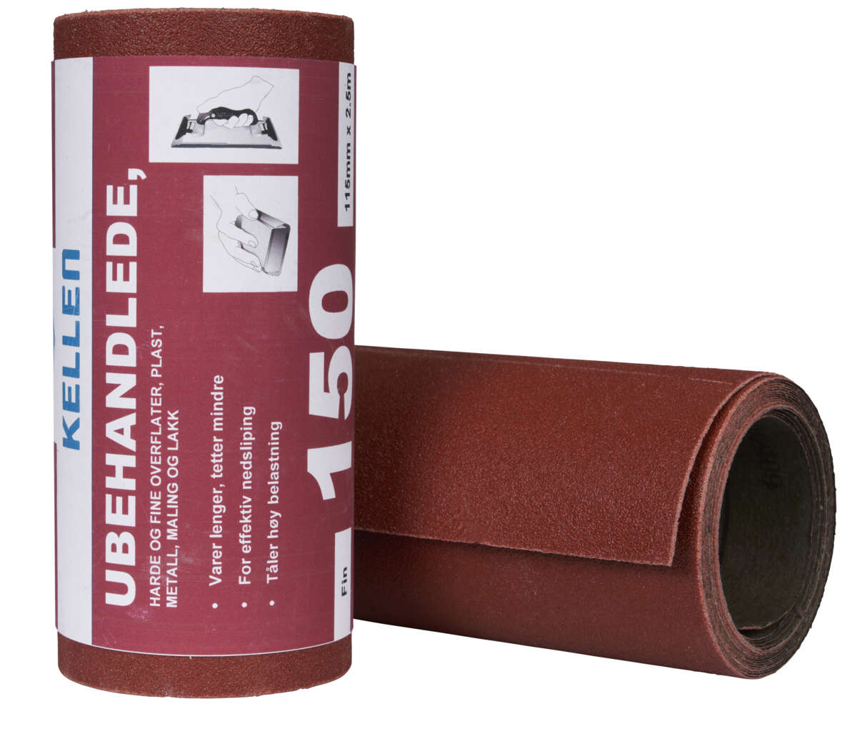 Slipepapir ubehandlede overflater 115 mm x 2,5 m