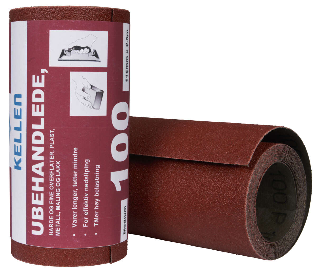 Slipepapir ubehandlede overflater 115 mm x 2,5 m