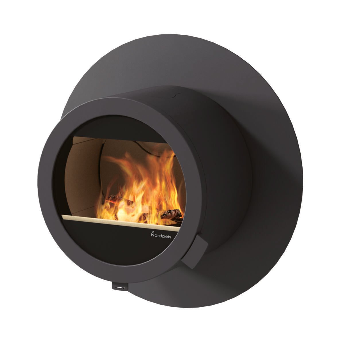 Nordpeis Me Wall med brannmursplate uten sideglass peisovn