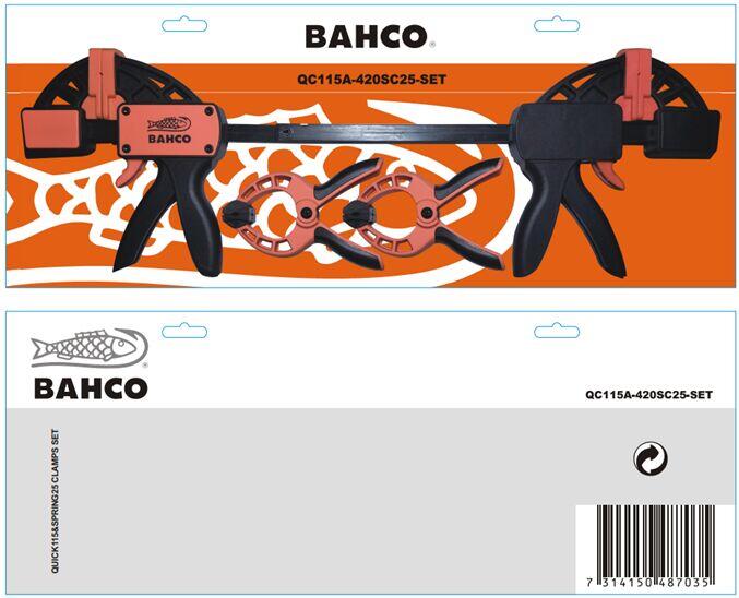 Bahco sett med hurtigtvinge og fjærklemme