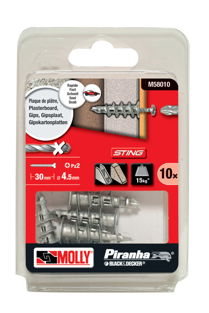 Molly M58010 metallplugger til gips 30 x 4,5 mm