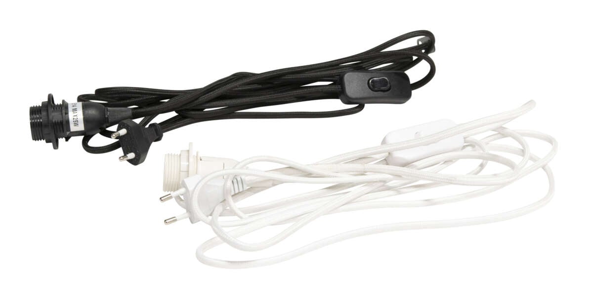 Tekstilkabel hvit E14 3,5m