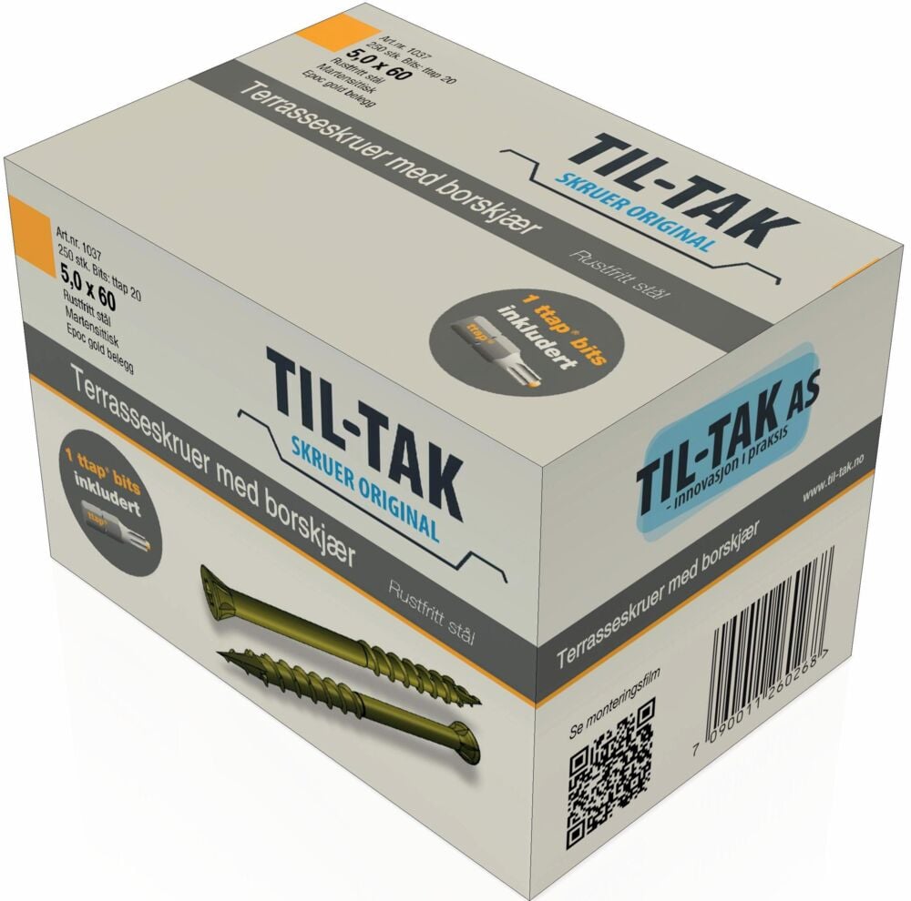 Til-Tak terrasseskrue rustfri med borskjær