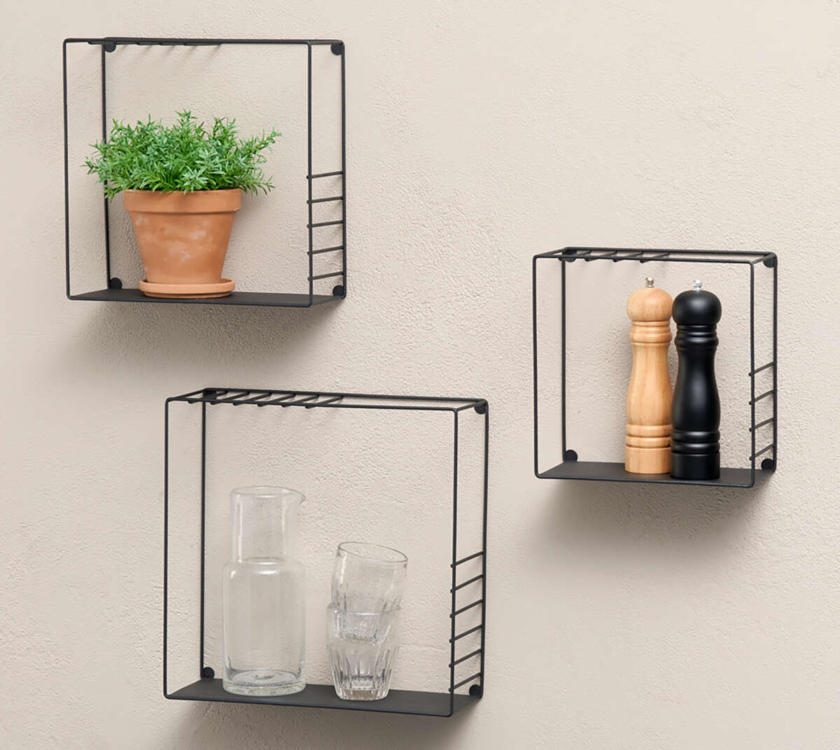 Hylle kube metall, 3 stk