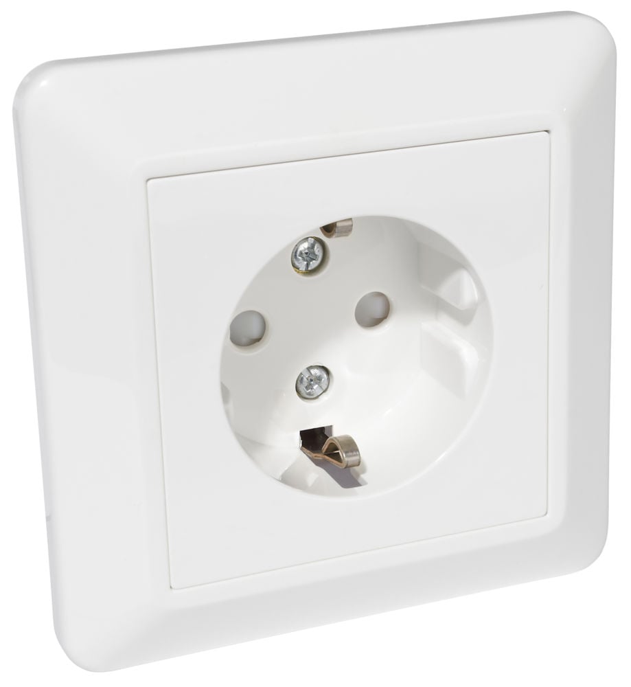 Elko stikkontakt enkel m/jord innfelt