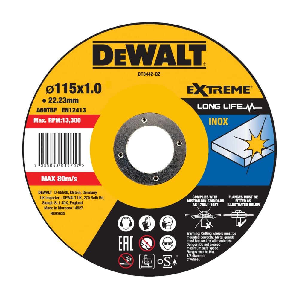DEWALT kappeskive 115x1mm for rustfritt stål DT3442-QZ