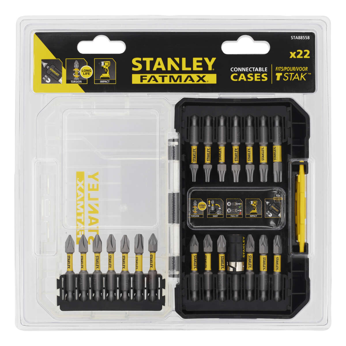 Stanley STA88558-XJ Fatmax bitssett m/magnetisk bitsholder 22 deler