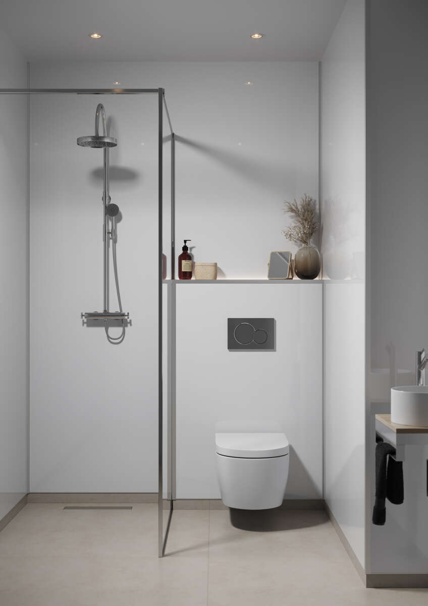 Fibo 110 Høyglans hvit baderomsplate